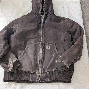 Brown Hooded Jacket with Logo
